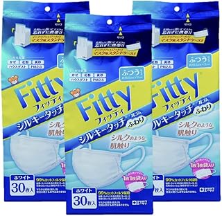 【3個セット】フィッティ シルキータッチ ふつう 30枚入 耳ゴムふわり ホワイト 個別包装