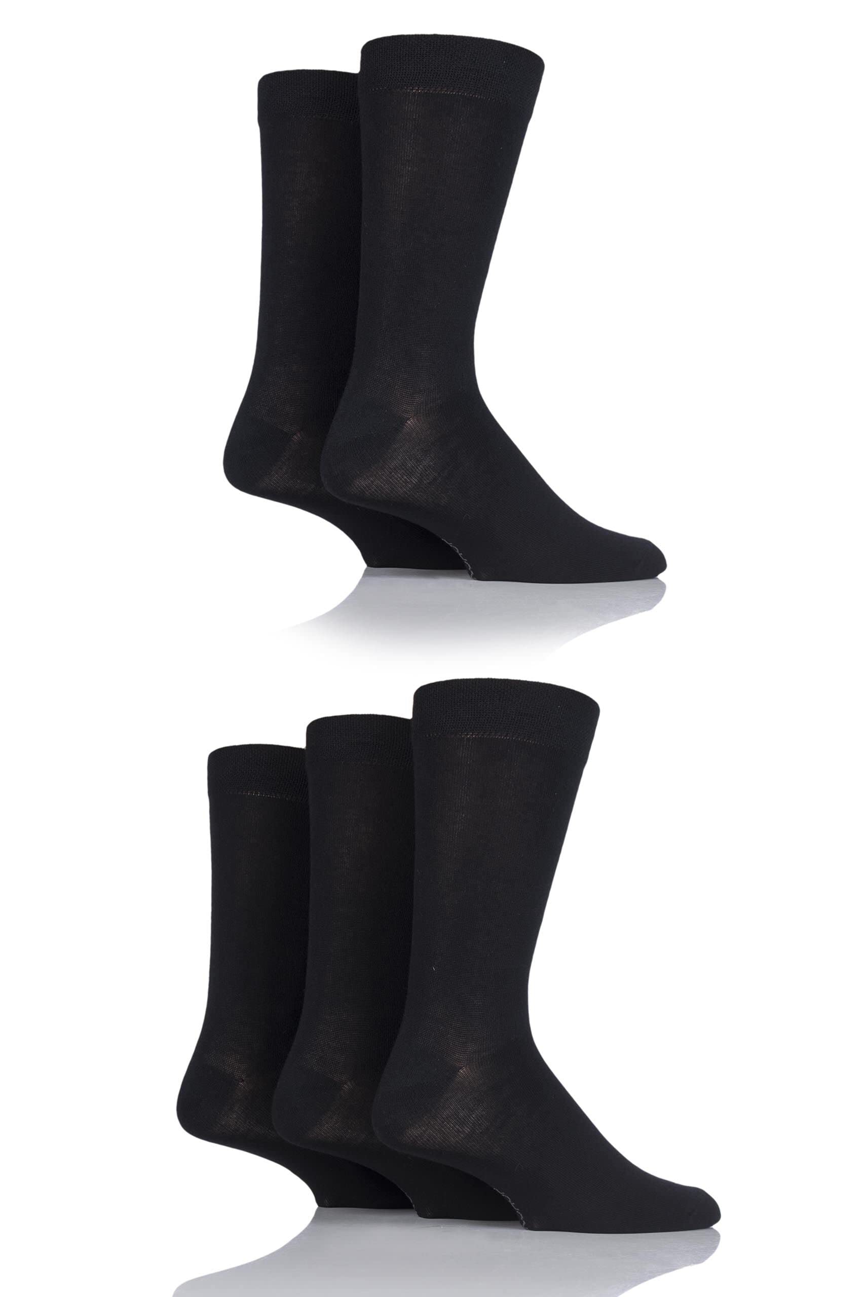 Sockshop Men's Black Patterned Bright Colourful Natural Bamboo Socks Various Designs For Everyday Wear Size 7-11 Pack Of 5 7-11