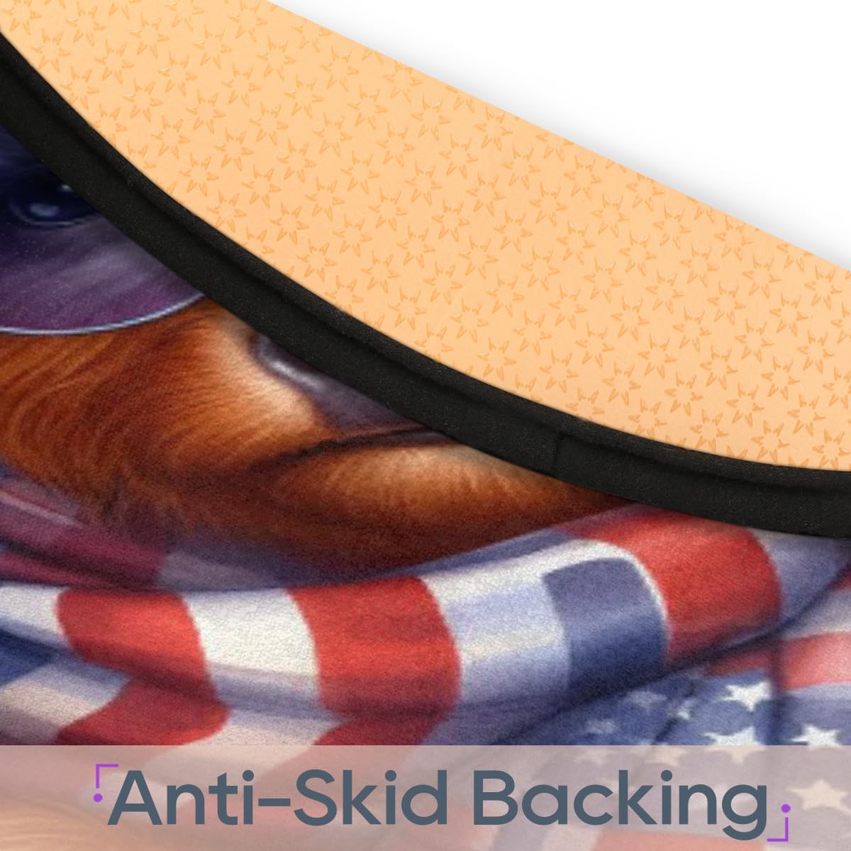 Round Rug 3ft Independence Day Cattle Indoor Circle Area Circle Rugs Washable Non-Slip Bedside Indoor Doormat for Living Room Bedroom Playroom Nursery Room Decor Carpet Mat Splat Mat for High Chair