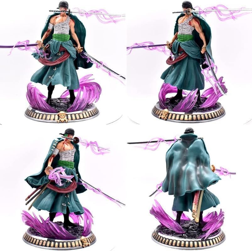 Image of Lefan Action Figure Limited Edition for Home Decors, Office Desk,Study Table Car Dashboard Attractive Lightweight Durable Home & Office Decoration Gift (Anime Standing Zoro with Flare)