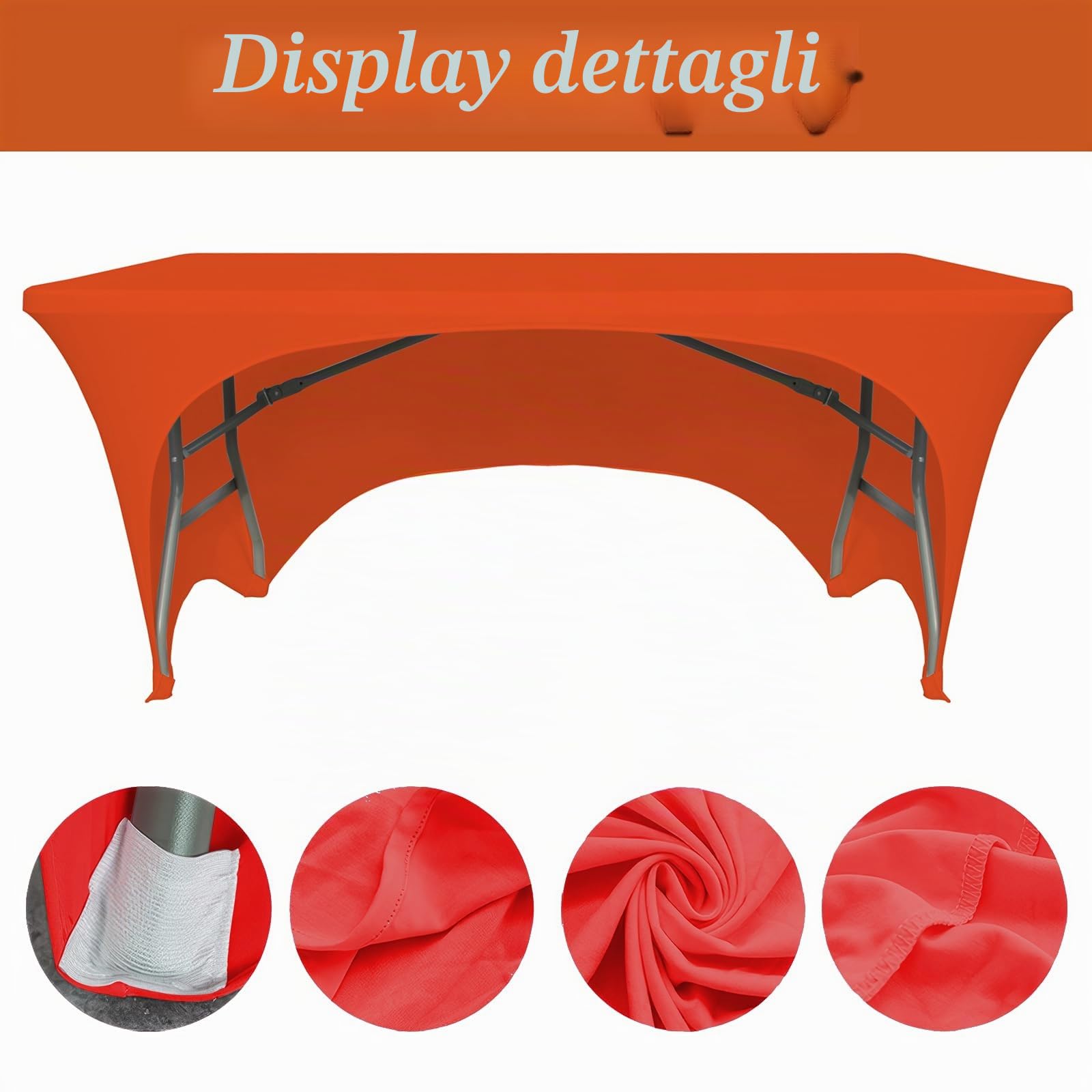 Set di 2 tovaglie rettangolari estensibili in spandex per tavoli rettangolari con retro aperto, lavabili, estensibili, per banchetti, matrimoni - 1,8 m