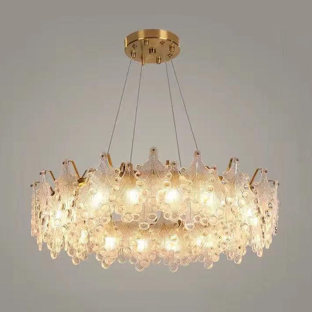 KXEcoLife Modern retro glass chandelier, creative light luxury for living room hotel sample dining lamps and lanterns,Cable,80cm