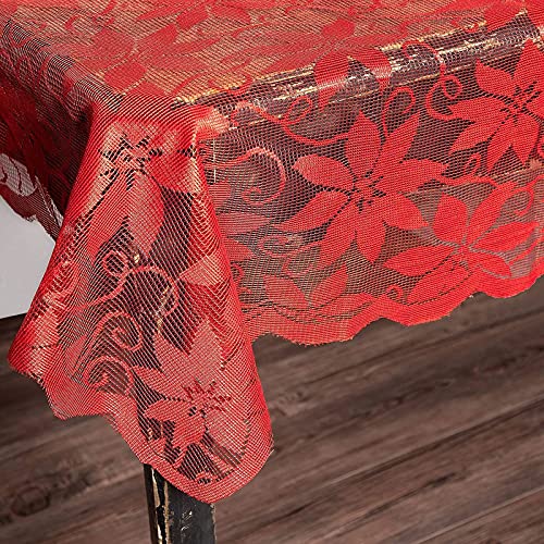Juvale Christmas Holiday Table Cloth Cover, Rectangle, 60 X 80 Inches, Poinsettia Red #TOP1