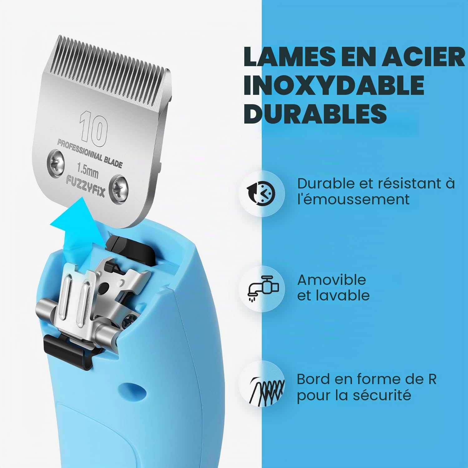 Tondeuse professionnelle pour chien pour toilettage, kit de toilettage pour animaux de compagnie pour manteaux épais et lourds à faible bruit, lame en acier inoxydable avec moteur sans balais