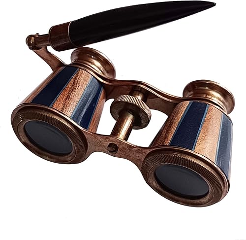Miniatura 2 de Gafas de ópera de 2.5 pulgadas con asa, binoculares de latón macizo de madreperla del capitán para adultos y niños, tamaño de bolsillo para