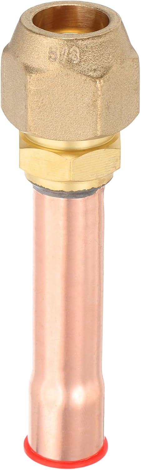 uxcell 5/8" SAE 45 Degree Brass Pipe Fitting, 1 Pcs Flare Connector Male Thread Adapter with Brass Nut and Copper Tube for Air Conditioner HVAC Refrigeration