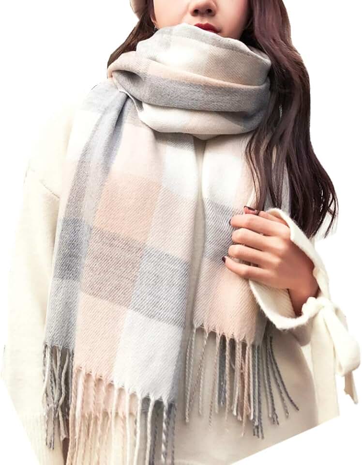 Trifabricy Women s Winter Plaid Scarf Soft Cozy Blanket Shawl Wrap
