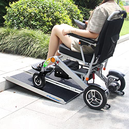 Ruedamann 2'L X 28.3" W,Holds Up To 600 Lbs,Wheelchair Ramp With Non-Slip Surface,Portable Aluminum Wheelchair Ramp,Folding Ramps For Wheelchairs,Home,Steps,Stairs,Handicaps,Doorways #TOP1