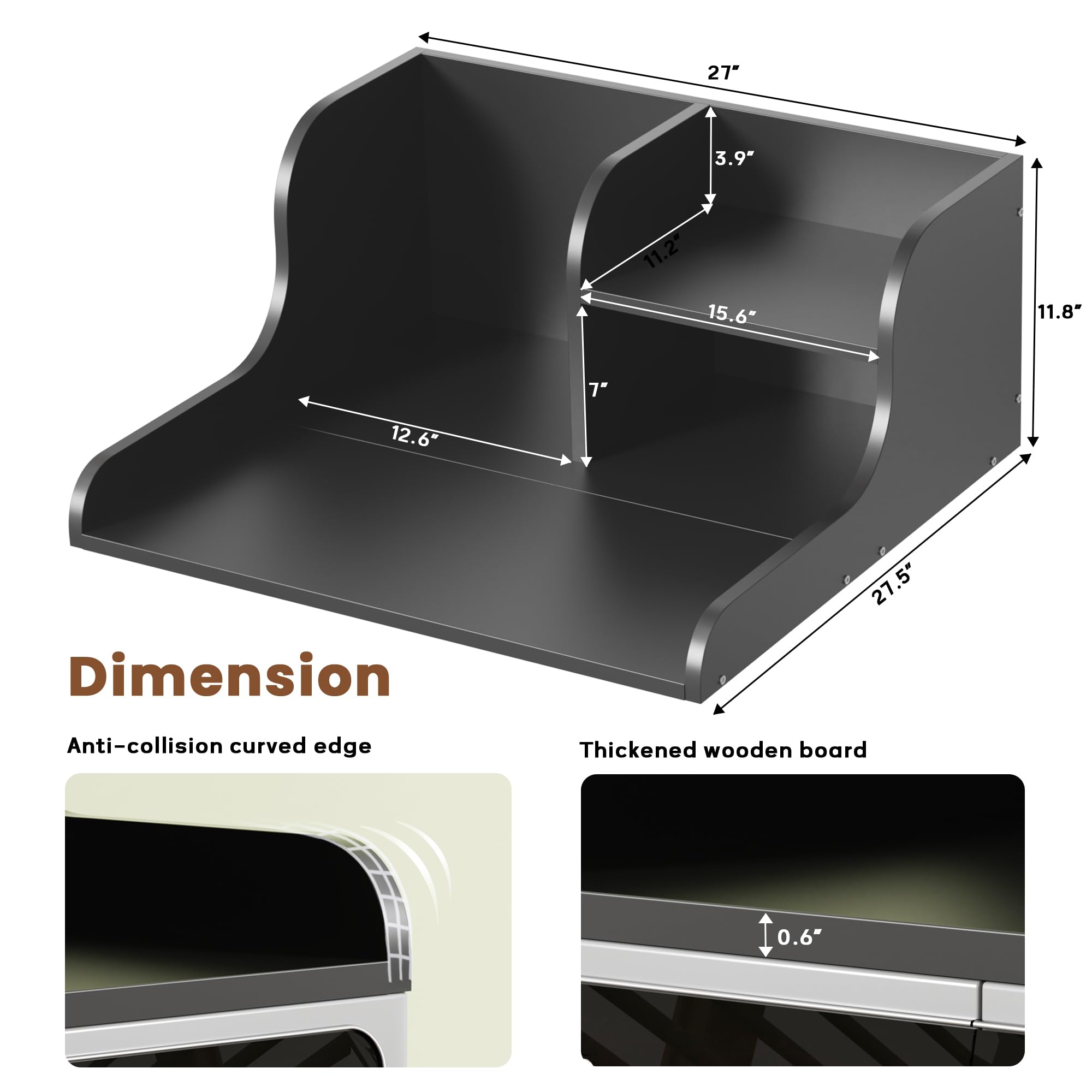 DTK Washer Dryer Countertop With Shelf, 27.5" D X 27" W X 11