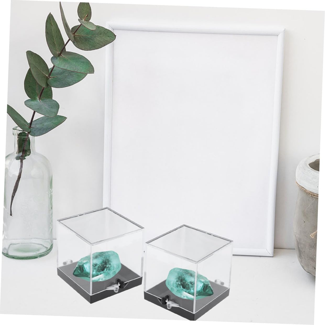 CALLARON 8pcs Mineral Specimen Case Square Box Storage Container Display Case for Crystals Sample Box