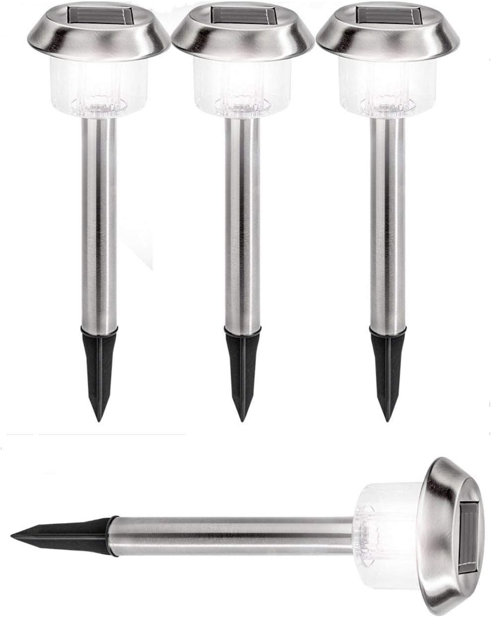 Solar Garden Lights Outdoor, Pathway Led Lighting Waterproof Solar Powered Stainless Steel 15 Lumens Bright for Path, Walkway, Patio and Landscape 4 Pack