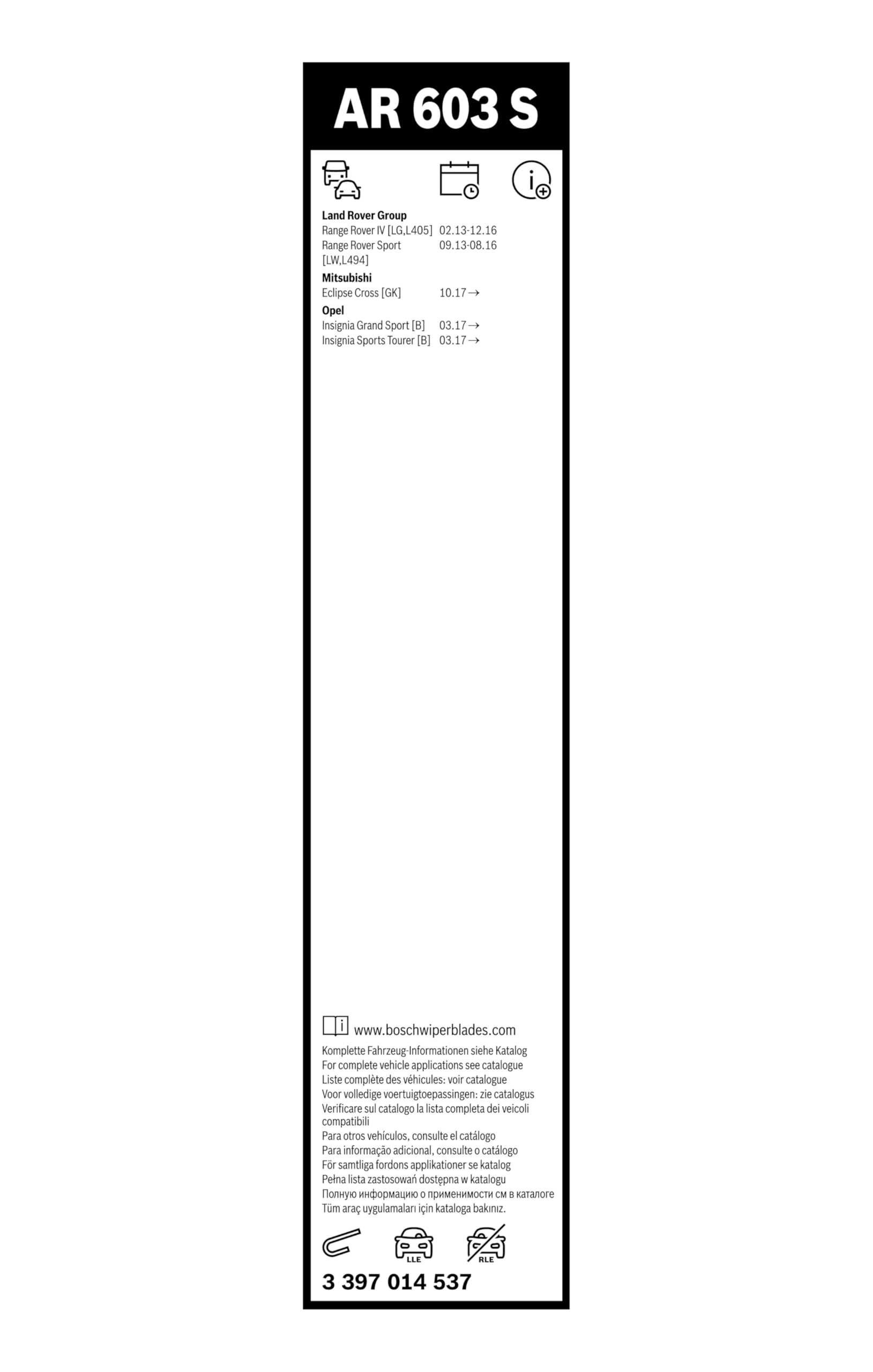 Bosch 3397014537 Pióro Wycieraczki, Czarny, 600 mm/500 mm