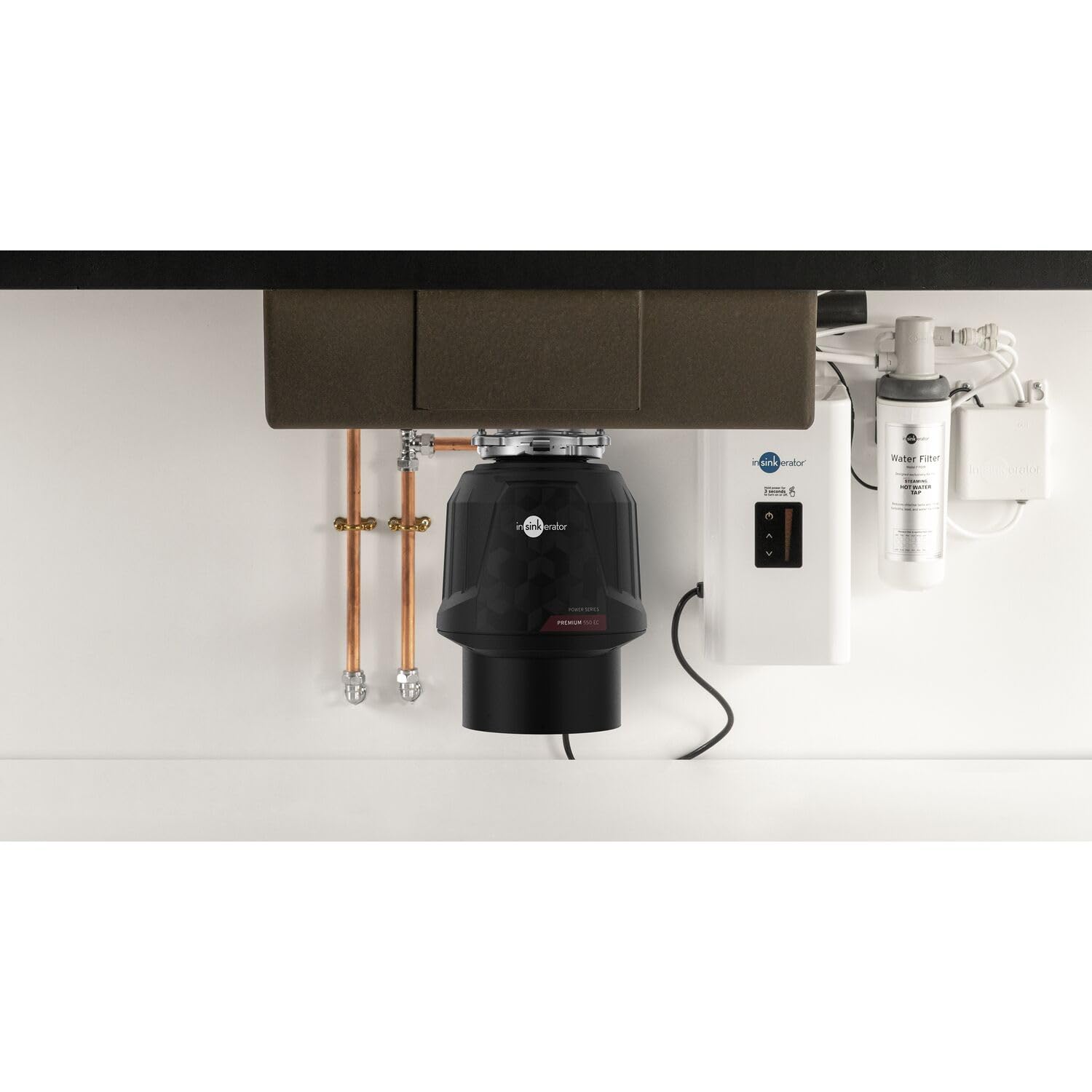 Insinkerator Premium 550 EC - Tritatutto per rifiuti da cucina con motore a induzione da 0,5 CV e interruttore dell'aria