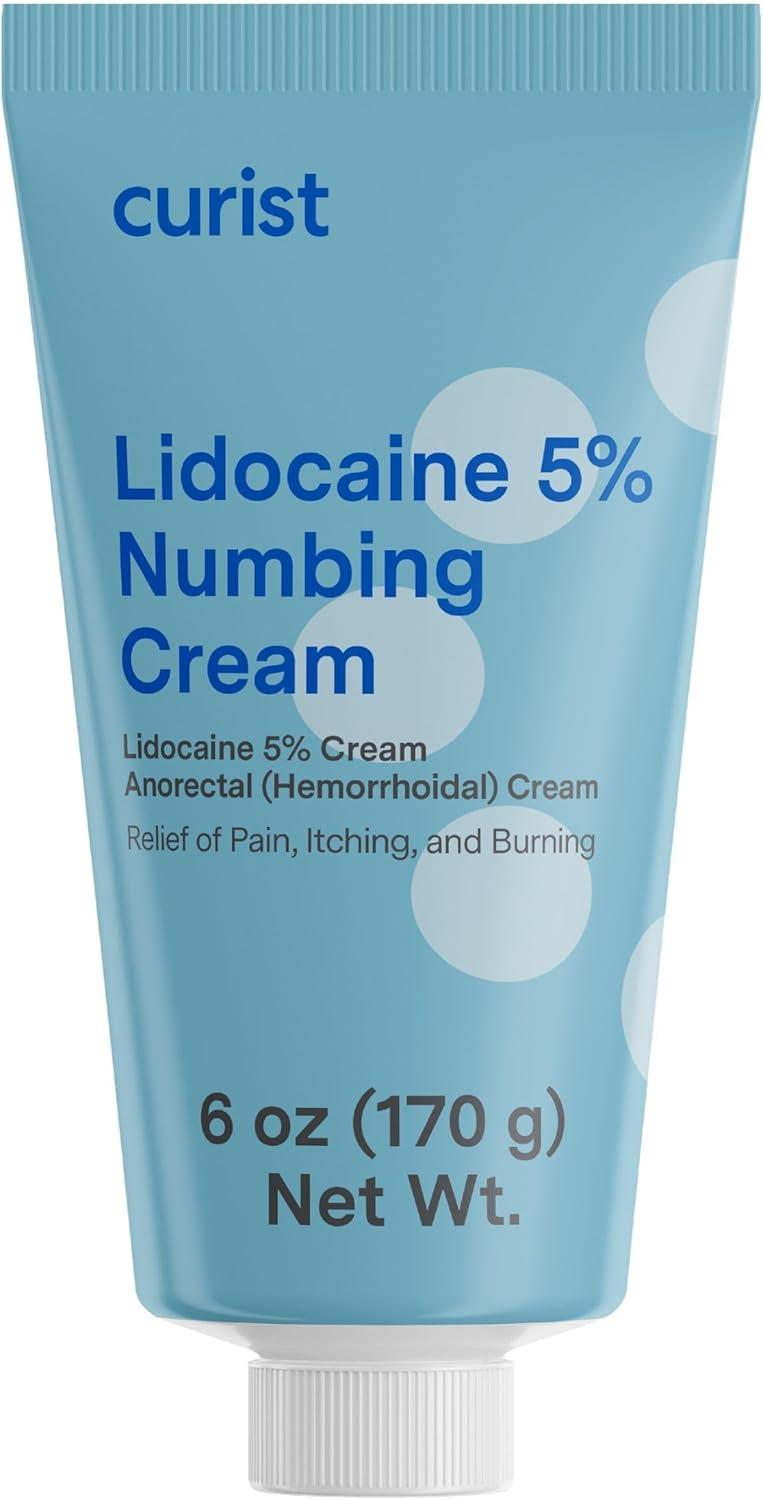 Curist 5% Lidocaine Cream Maximum Strength Topical Pain Relief – 6 oz (170 g) XL Tube – Numb Quickly & Effectively Numbing Formulation – (1 Pack – 6 oz Tube)