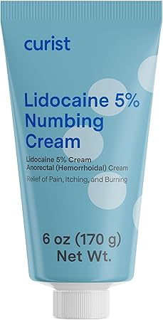 Curist 5% Lidocaine Cream Maximum Strength Topical Pain Relief - 6 oz (170 g) XL Tube - Numb Quickly & Effectively Numbing Formulation - (1 Pack - 6 oz Tube)