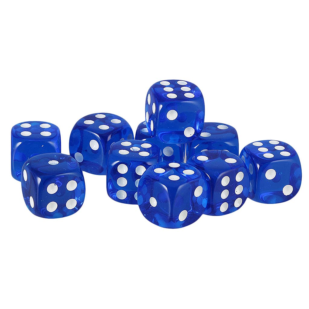 【ノーブランド品】 10個セット　TRPGゲーム　アクリル　おもちゃ　六面ダイス　D6　ダイス　サイコロ　全10色 - ダークブルー