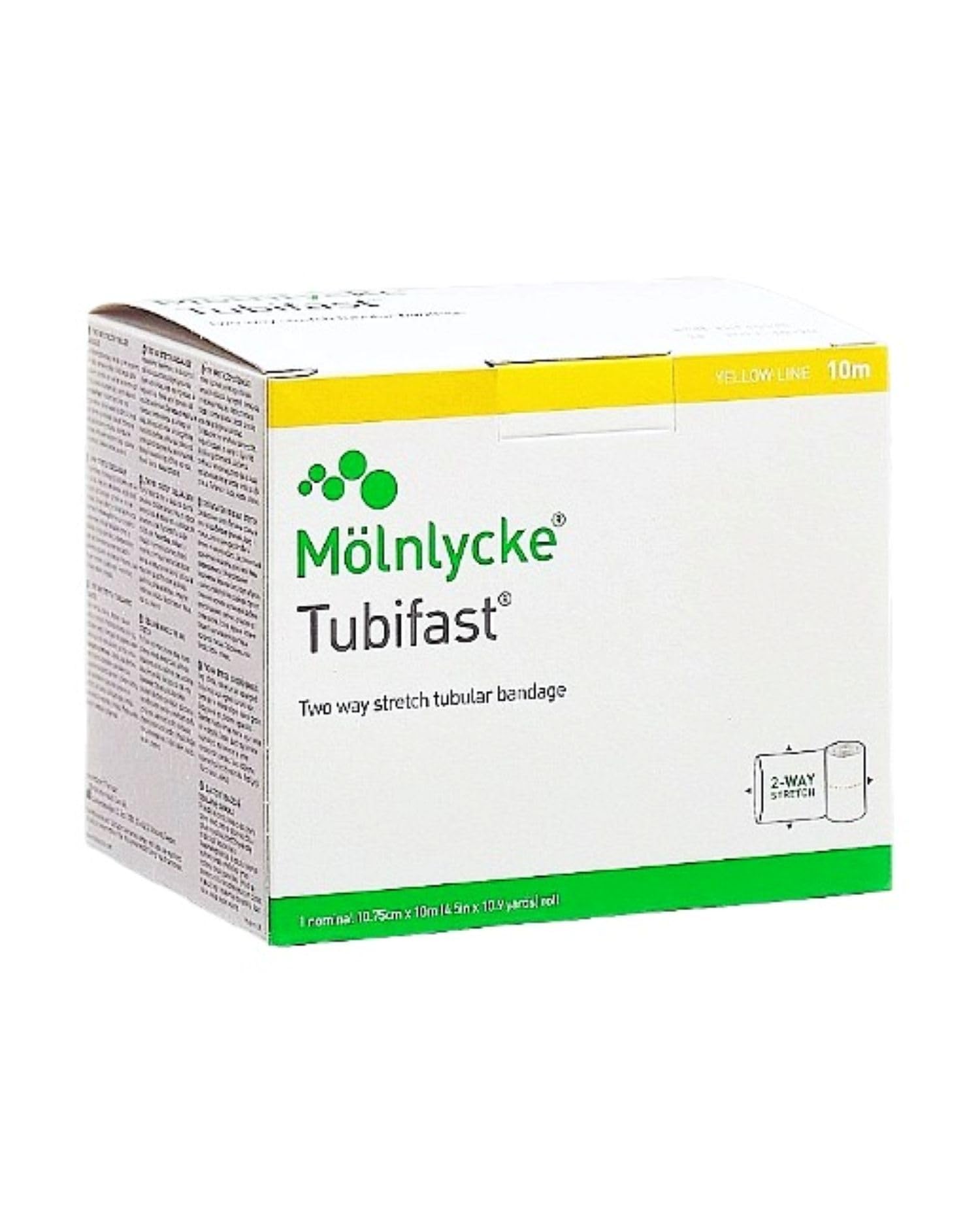 Amazon.com: Molnlycke Tubifast Yellow Line with 2-Way Stretch 10.75cm x 10m  1/bx 2440 : Industrial & Scientific