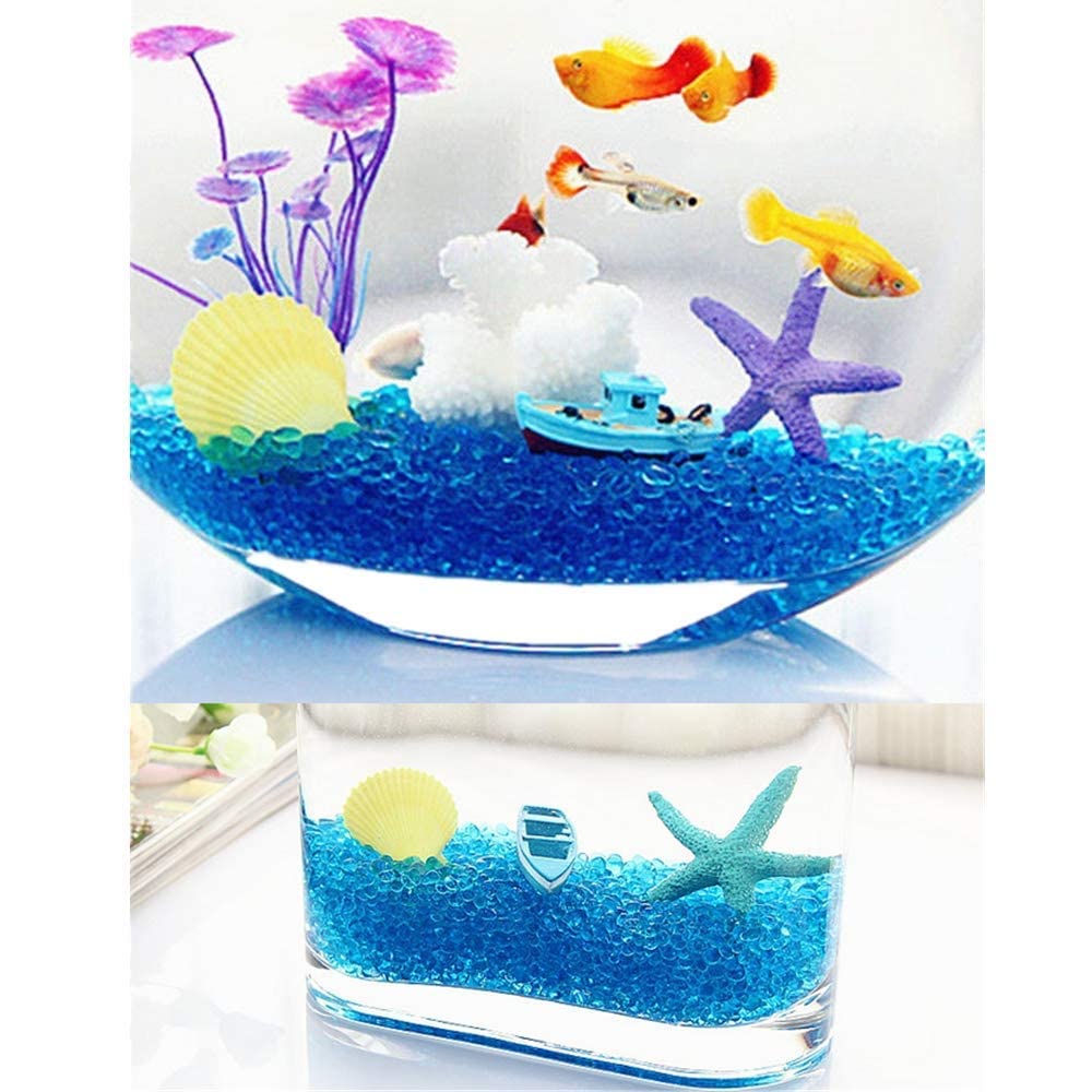 Magnifique gravier naturel décoré d'aquarium pour poissons, tortues, paysage, fond ou plantes en pot, décoration de jardin, galets (bleu foncé)