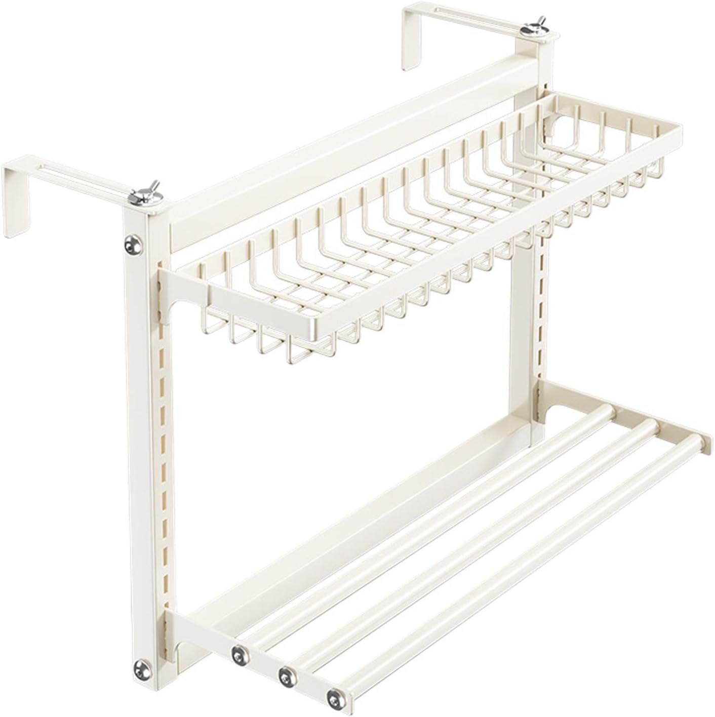 Radiator Clothes Airer, No Drilling Carbon Steel Double Layer, 60x20x42.3cm, Indoor Coat Airer, Space Saving, for Home Bathroom Kitchen Apartment Clothes Socks Shoes