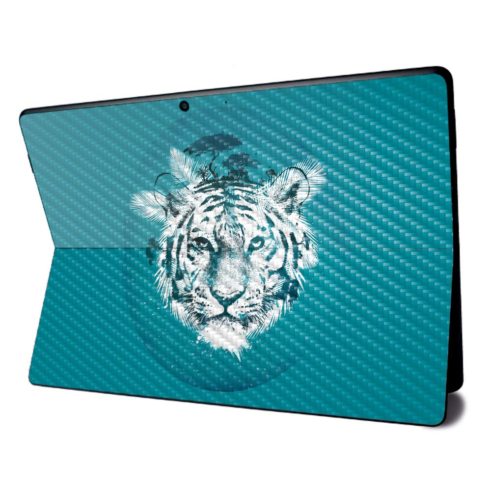 MightySkins Carbon Fiber Skin for Microsoft Surface Pro X - White Tiger | Textured Carbon Fiber Finish | Easy to Apply, Remove, and Change Styles | Made in The USA
