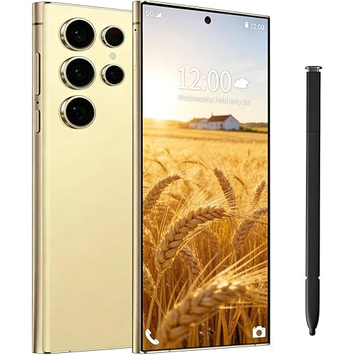 Echoamo E24U Unlocked Cell Phone, 8GB+256GB Smartphone, 6.8" HD+ Screen, 6800mAh Long Battery Life, 5G Dual SIM, Android 14, Face ID/Fingerprint Lock (Gold)