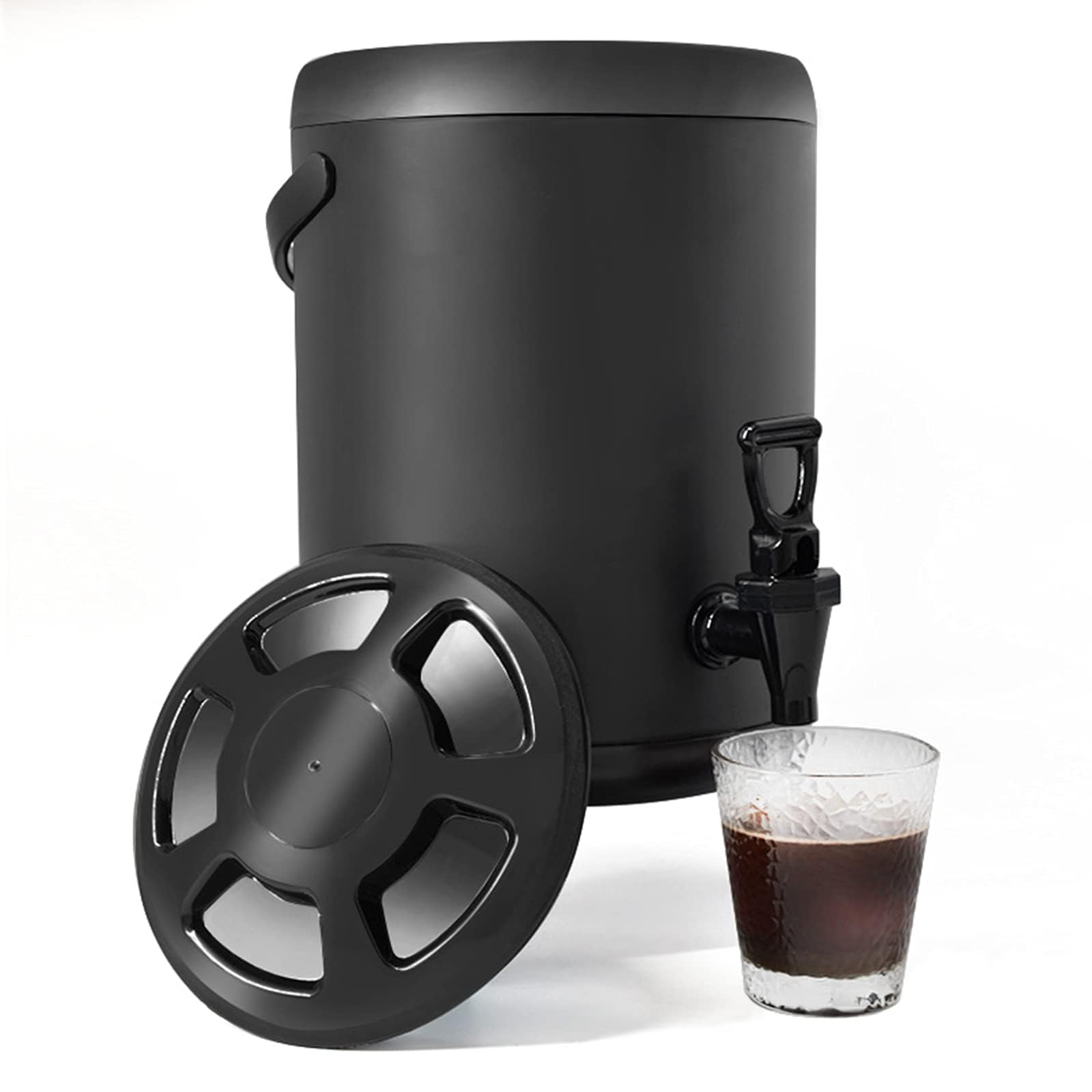 Dispensador de Bebidas de Acero Inoxidable con Aislamiento, Jarra de café Negra con Grifo, dispensador térmico de Leche Caliente y fría para Agua, café, té, Jugo y Leche (12 L)