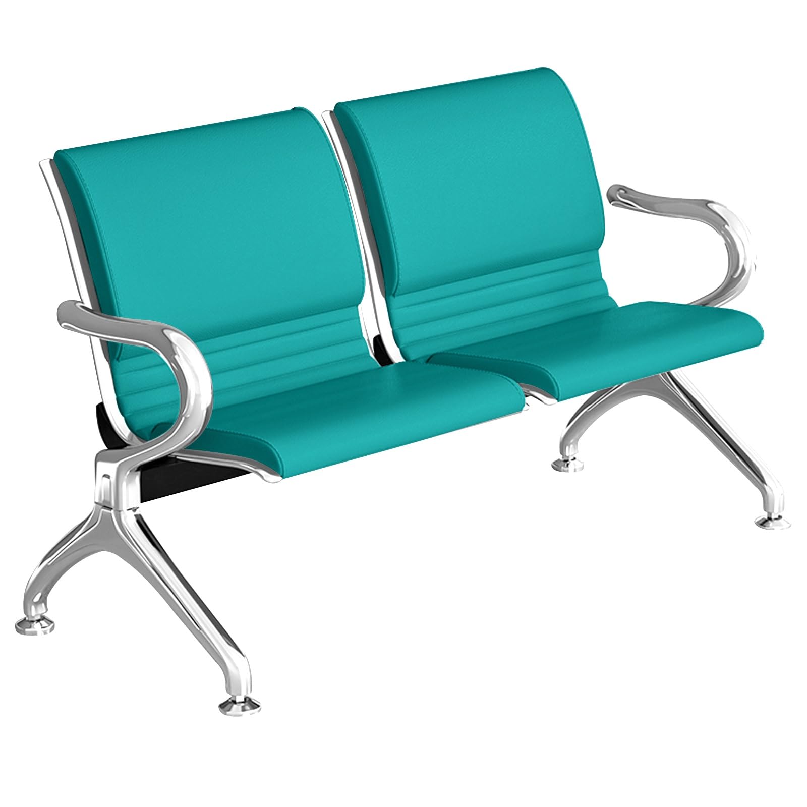 SaryEdge 2Seat Office Lobby Bench with Arms Thick 4cm Leather Cushion Comfortable Room Chairs for Airport Business Hospital and Market Use,Green,Green
