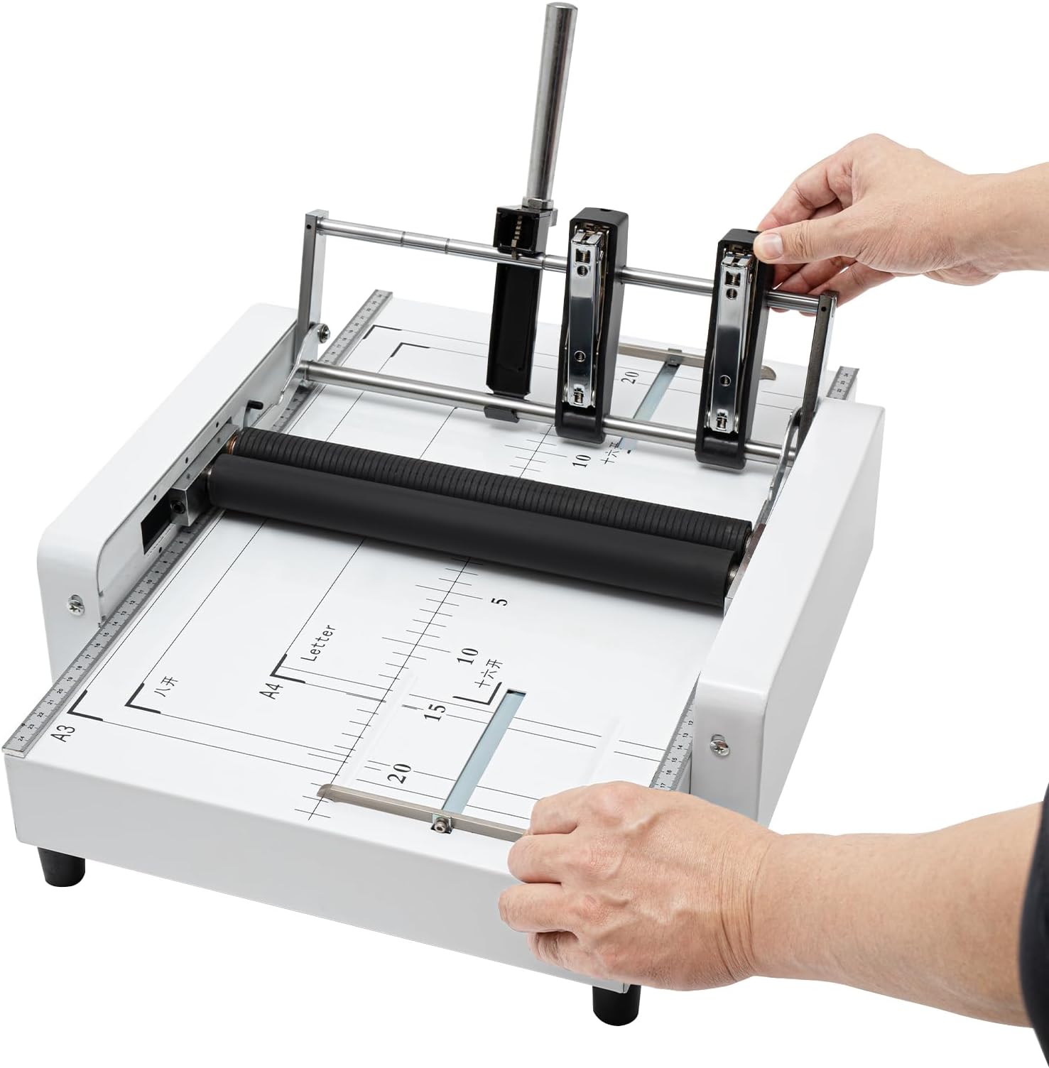 Booklet Maker, 2 in 1 A3 Paper Folder Stapler Machine, 5.83*8.27 in-11.69*16.54in Paper Folding Binding Machine, for Home, School, Churches, Printing Store, Graphic Advertising, Office, Agency