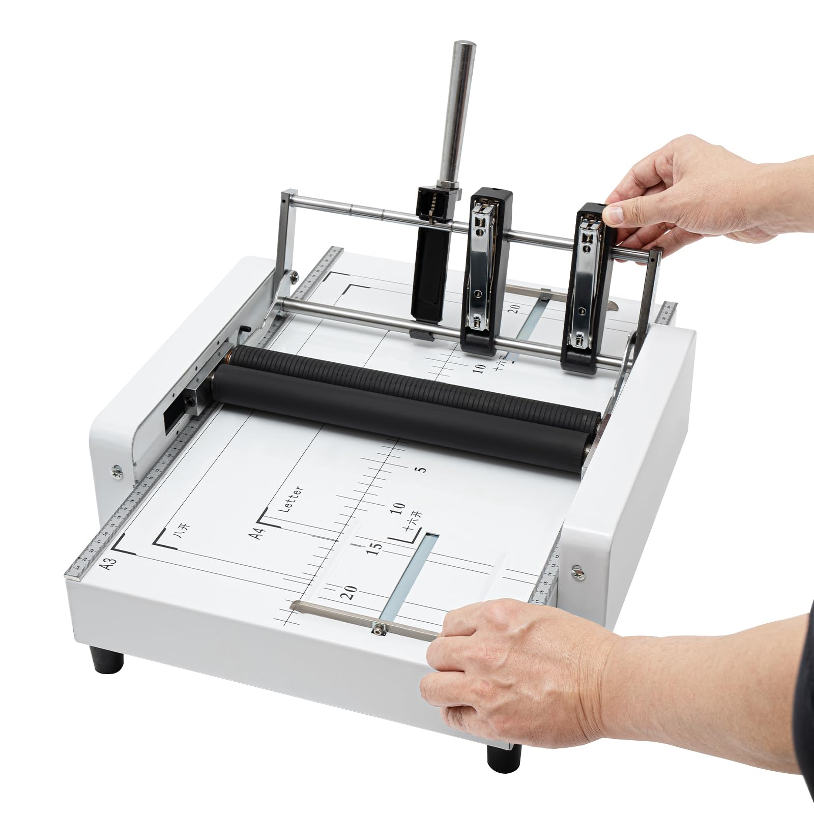 Automatic Booklet Maker Machine, Max 11.7" × 16.5" Paper Folding and Binding Machine Book Stapler Saddle Stitch Booklet Folder Stapler Stapling