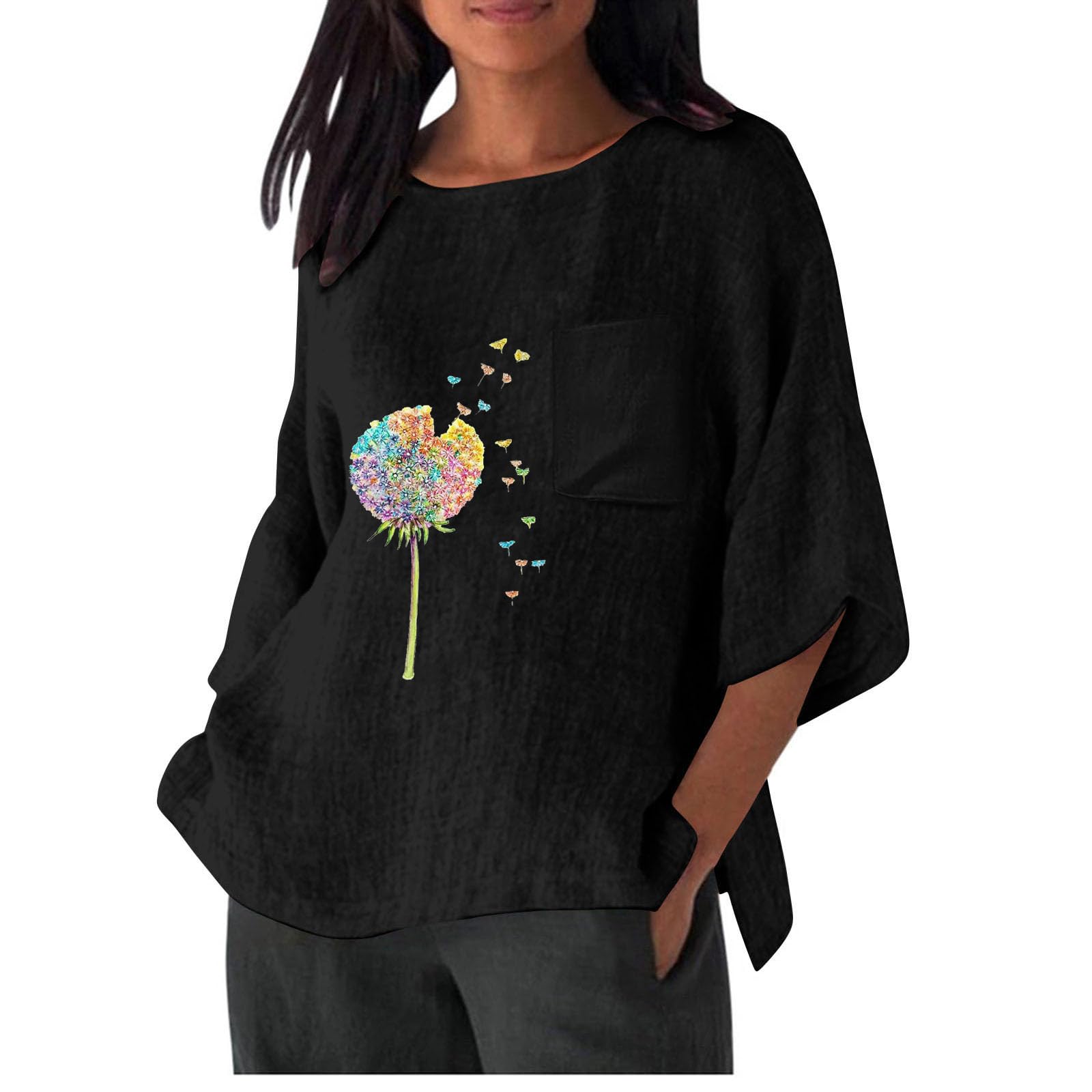 NUSGEAR Camiseta de Manga Corta Mujer 2024 Algodón y Lino Camisa Verano Moda Estampado Elegante Blusa Casual Cómodo Suelto Cuello Redondo Tops T-Shirt Original Basic tee Talla Grande Ligero