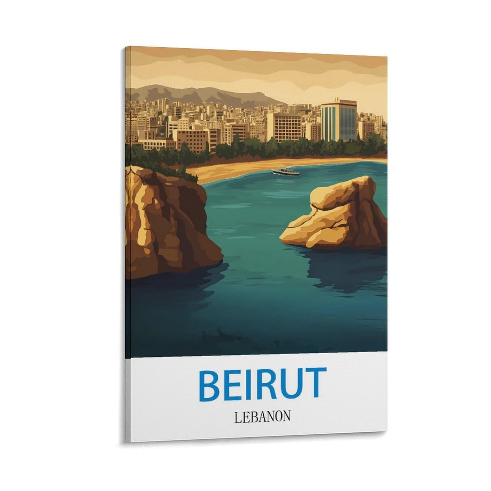 CTZIKWW Vintage Travel Poster Beirut Lebanon 12x18inch(30x45cm) Canvas Art Prints Picture Wall Art Painting