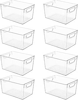 8 Pack Clear Plastic Storage Bins, Pantry Organizer Bins, Large