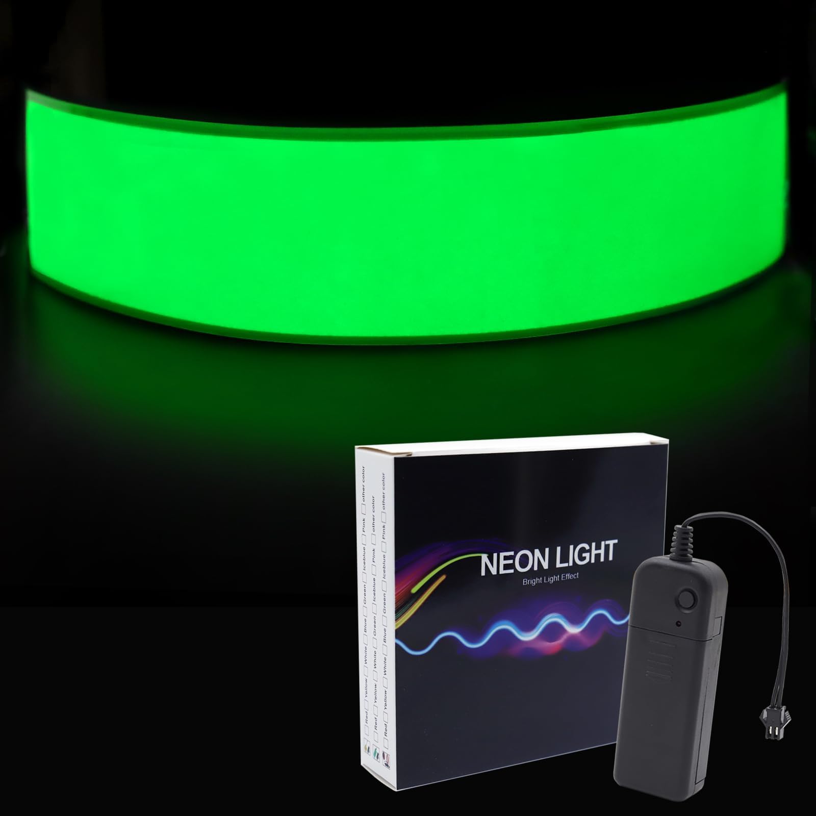 Flexible Led Panel 5x30 cm Green,Electroluminescent Panel Sheet EL Tape Cuttable Soft for Mask Eye Cosplay Party Decor DIY-Continuous/Slow Flash/Fast Strobe