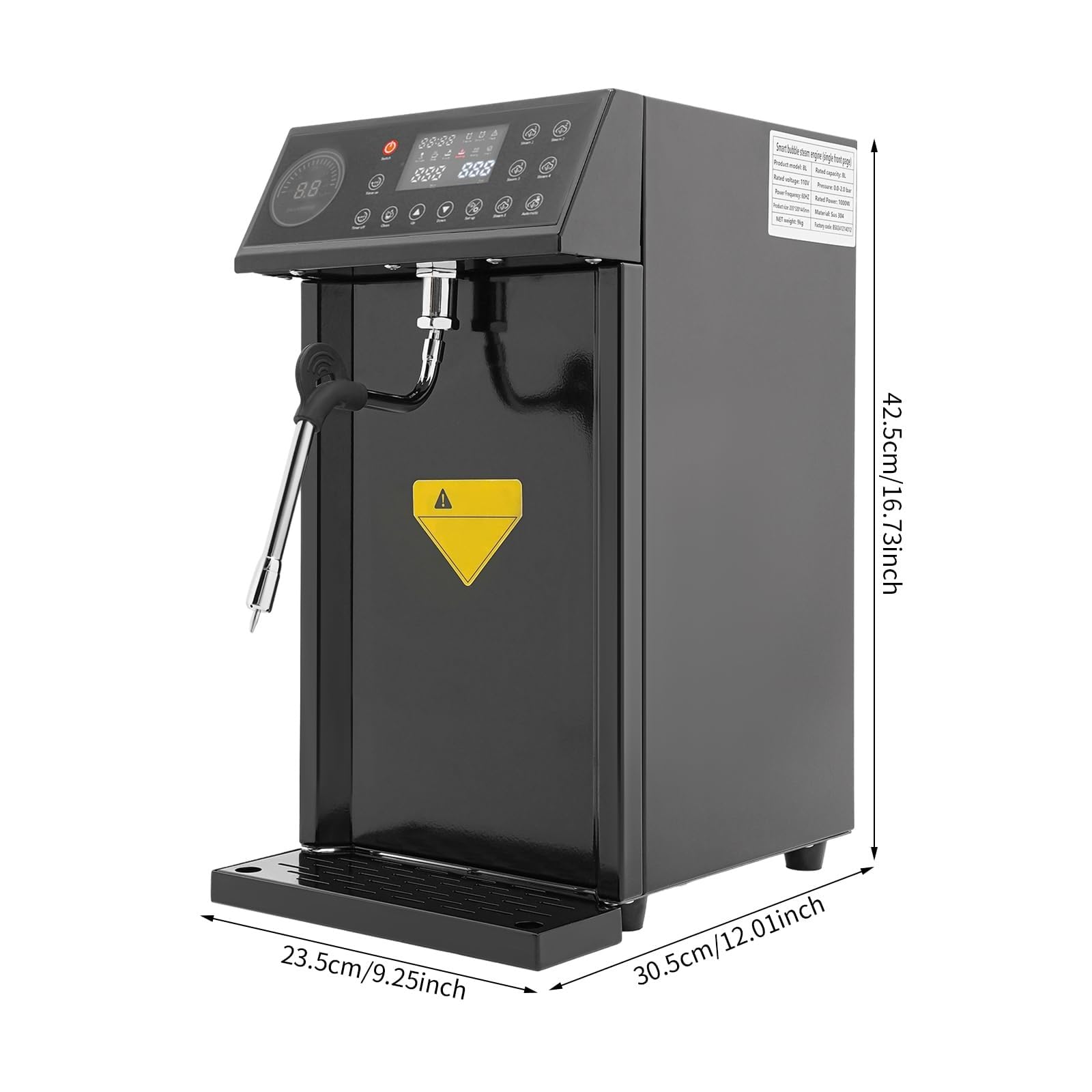Elektryczny Spieniacz Do Mleka Z Bojlerem 8L, Inteligentny Spieniacz Do Wody Z Wrzącą Parą Do Espresso I Kawiarni,Black