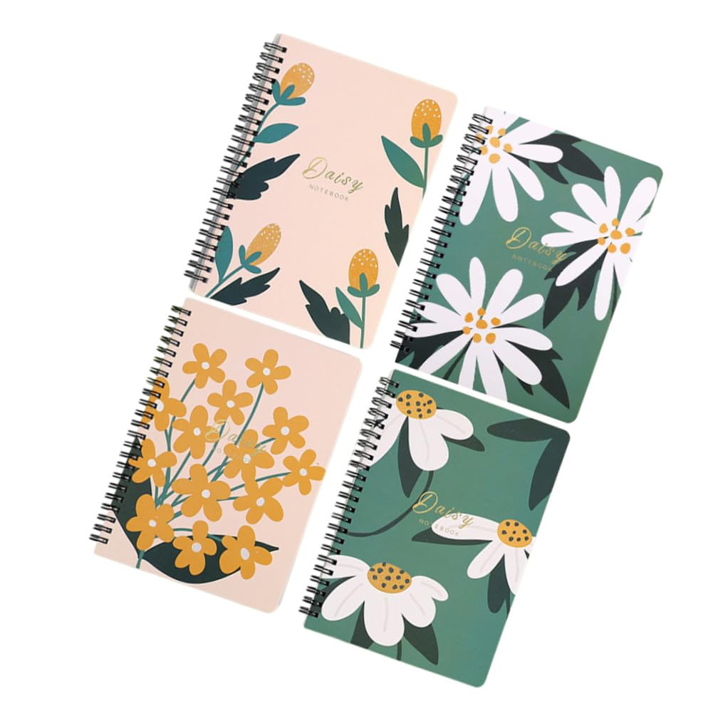 Uonlytech 4 Pièces Cahiers à Spirale Floral de Journaux Étudiants Pratiques pour Écriture et Prise de Notes