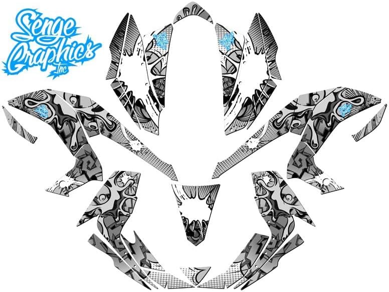 All Years KFX 450R Zany White Senge Graphics Kit Compatible with Kawasaki