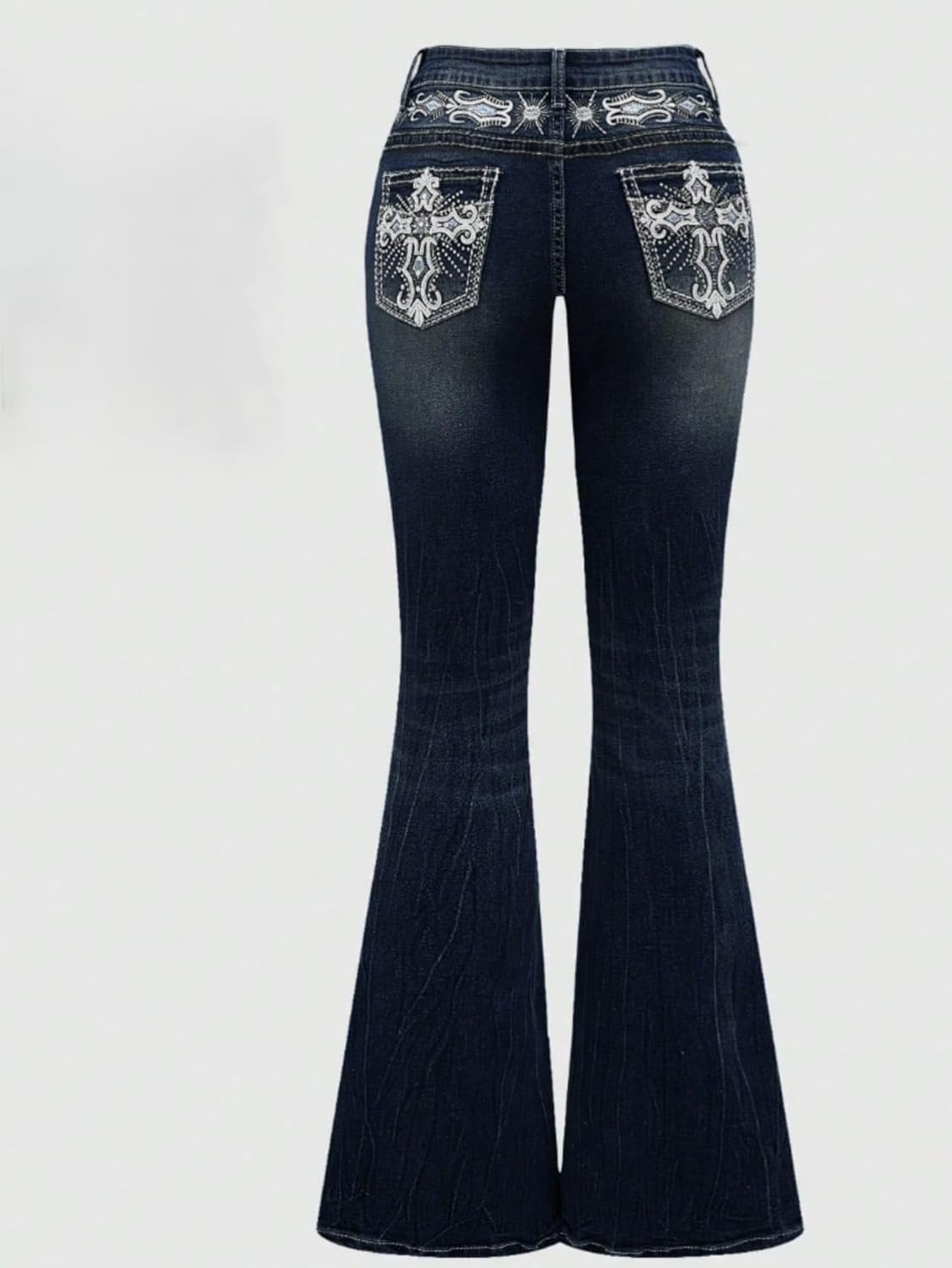 Women's Flared Pants Embroidered Y2K Stretch Flared Jeans