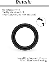 Vista 33 de Ocptiy 6G 8G 12G 14G 16G Anillos de tabique con bisagras Calibradores Túneles Tapones Pendientes Kit de estiramiento de acero quirúrgico con Juego