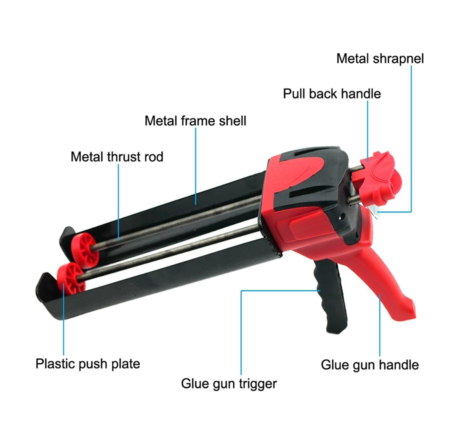 Pistola para calafatear de Doble cañón Pistola de Cartucho de Doble componente de 600 ml for calafatear Aplicador de Pistola de Cartucho de Doble componente de Acero de Dos componentes