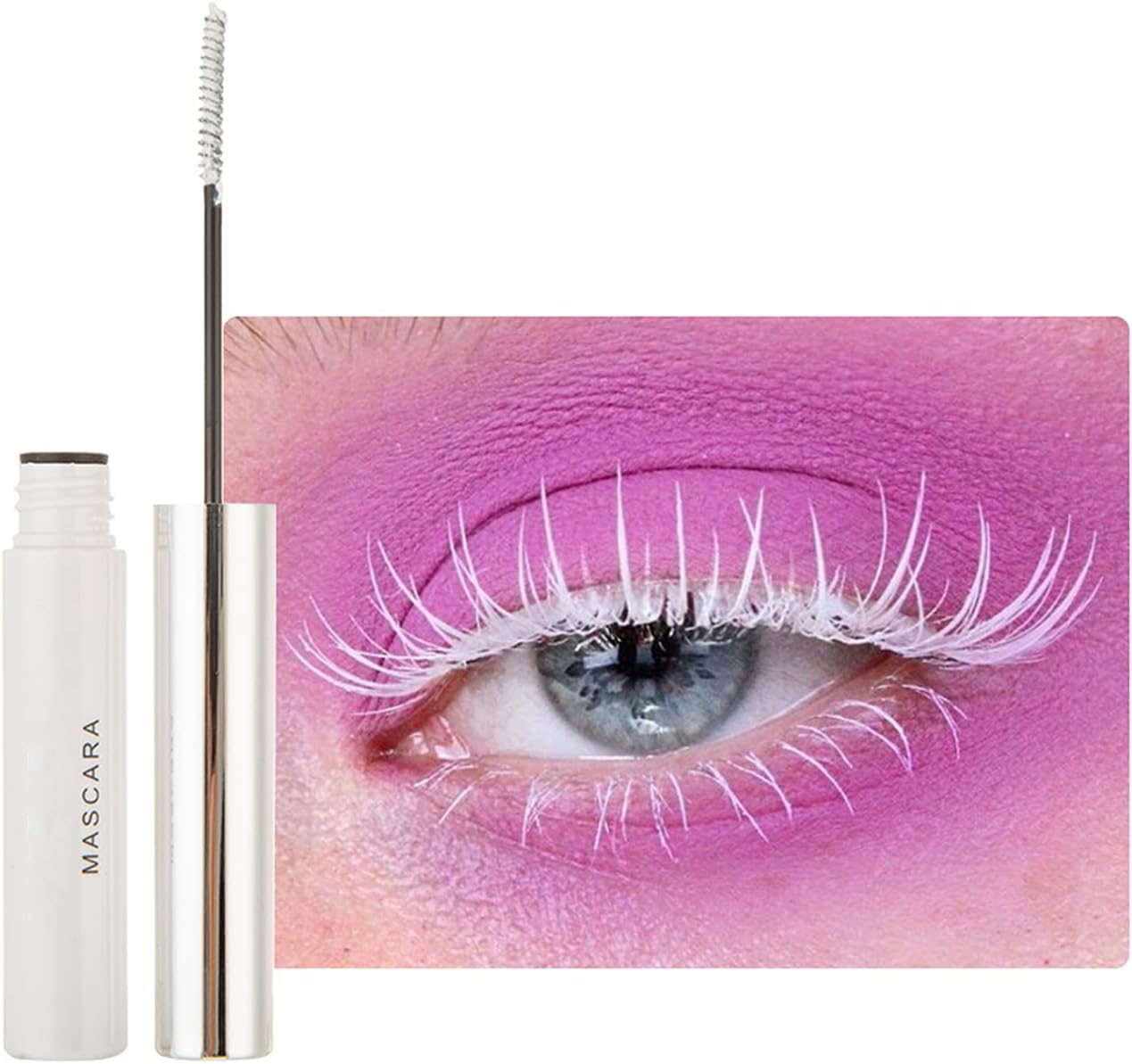 RoseFlower Waterproof Color Mascara Eyeliner Charming Longlasting Mascara for Eyelash Eye Makeup - Perfect for Day or Night Stage, Clubbing or Costume Makeup, White