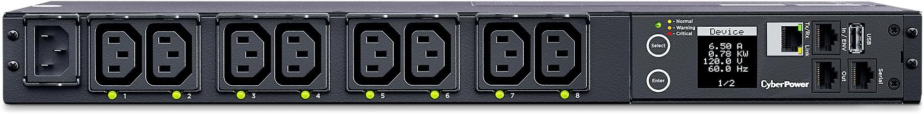 PDU41004 Switched PDU, 100-240V/12A, (Derated to 12A UL /10A CE), 8 Outlets (C13), Input (C14) 10 ft. Cord, 1U Rackmount, 3 Year Warranty