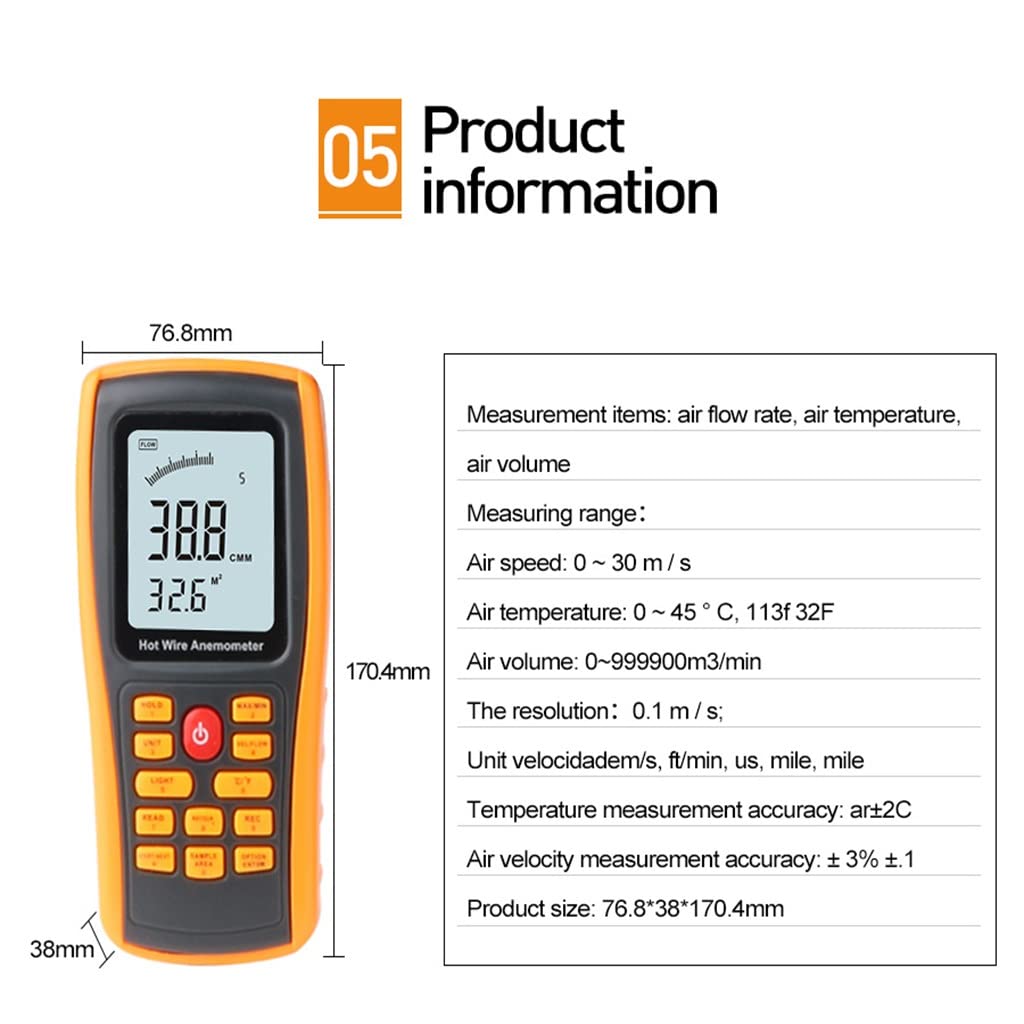 Anemometer Wind Speed Temperature Measurement Interface Tool Measuring Instrument