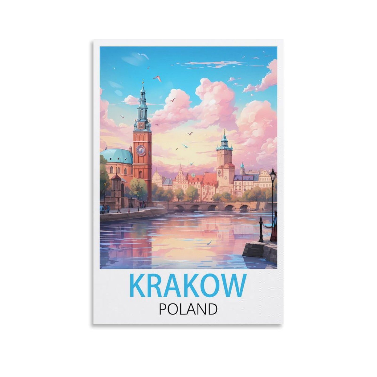 Metal Tin Sign,Krakow Poland,Wall Art Decorative Plaque Decor for Home Livingroom Bedroom Cafes Coffee Bars Decoration Gifts 15x30cm