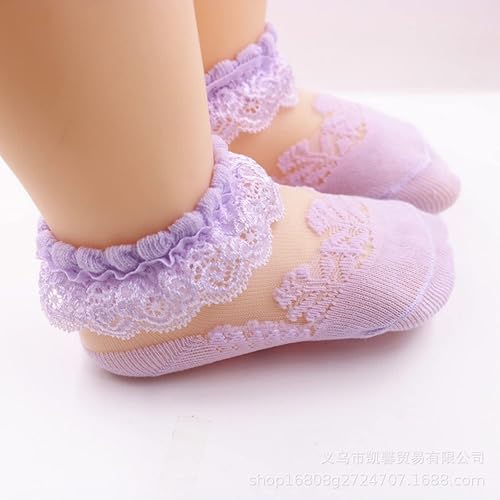 Miniatura 4 de Calcetines con volantes para niña pequeña, calcetines de encaje doble para bebé, calcetines brillantes con volantes grandes y arcoíris para bebés, 5
