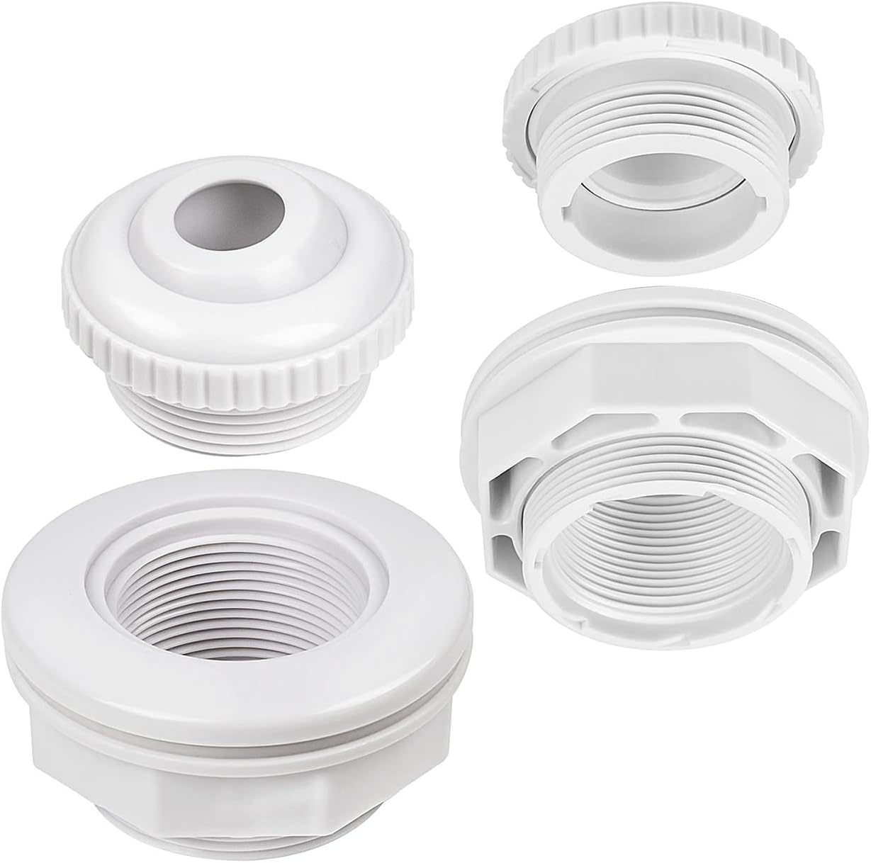 Pool Jet Nozzles, 3/4" Directional Flow Eyeball Inlet Jet Fitting with 1-1/2 Inch MIP Thread for Hayward SP1419D, 1-1/2 Inch FIP Inlet Return Fitting with Locknut & Gasket for Hayward SP1023 (2 Pack)