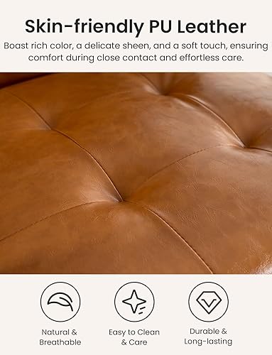 Miniatura 8 de Mid-Century - Juego de 2 sillas decorativas de piel sintética para sala de estar, cómodas sillas de dormitorio para espacios pequeños, sillón