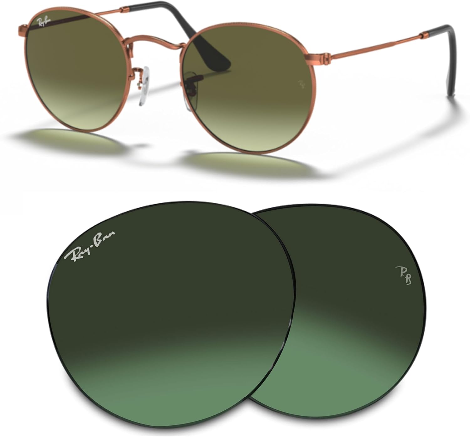 Ray-Ban Original ROUND METAL RB3447 Replacement Lenses +BUNDLE with ACCESSORY EYEWEAR KIT