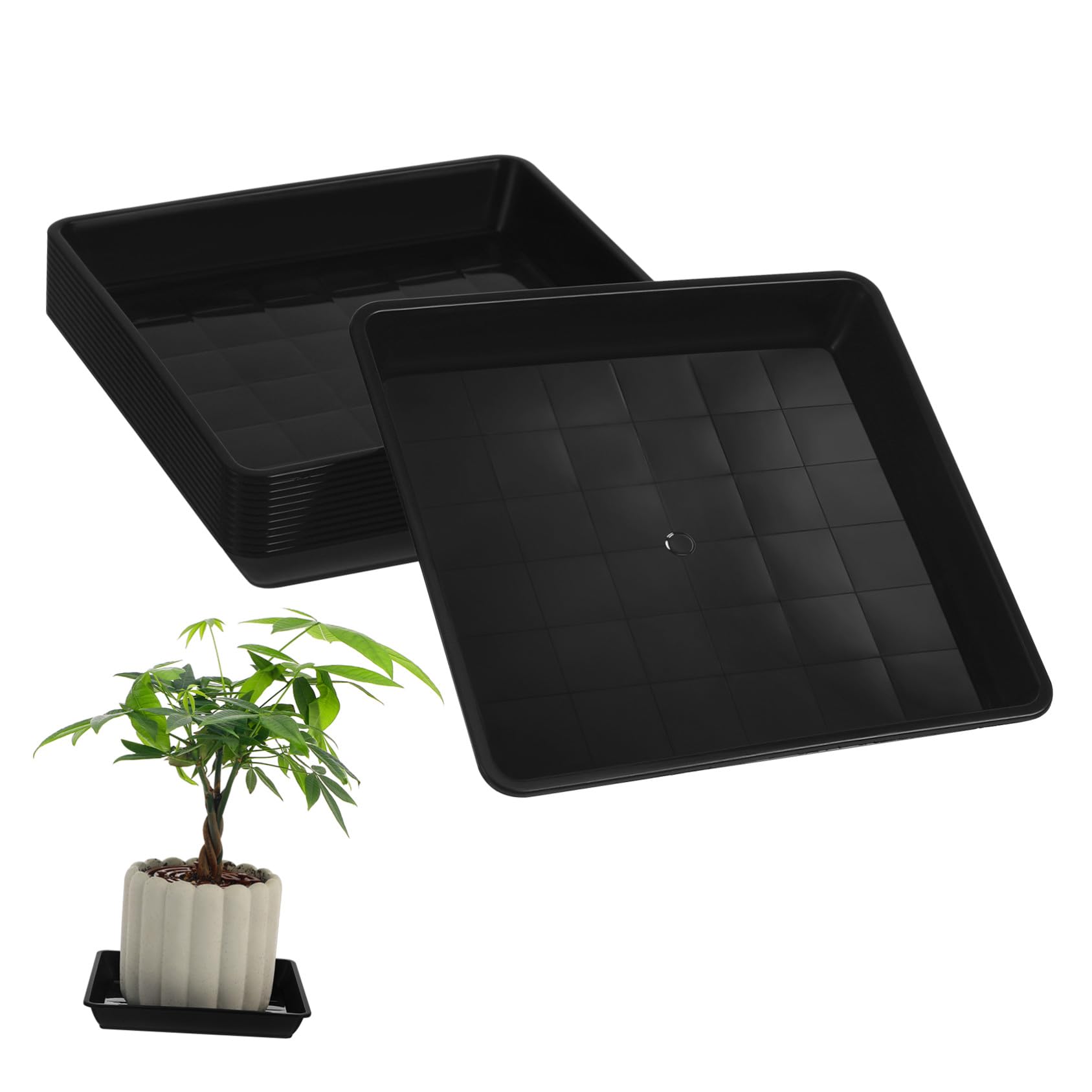 Plateau de pot de fleur carré noir GALPADA pour jardinage et protection de sol