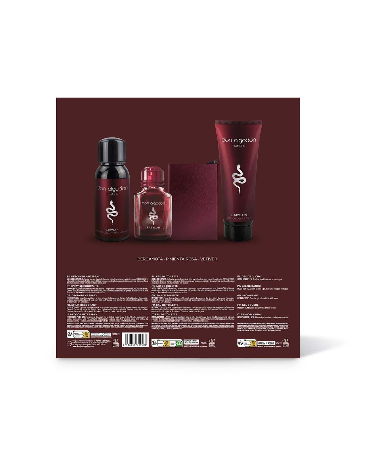 Don Cotton Men Zestaw Prezentowy Babylon - Męski zapach i pielęgnacja Zawiera zapach Babylon 30 ml, żel pod prysznic 75 ml, dezodorant w sprayu 100 ml i metalowy uchwyt na karty