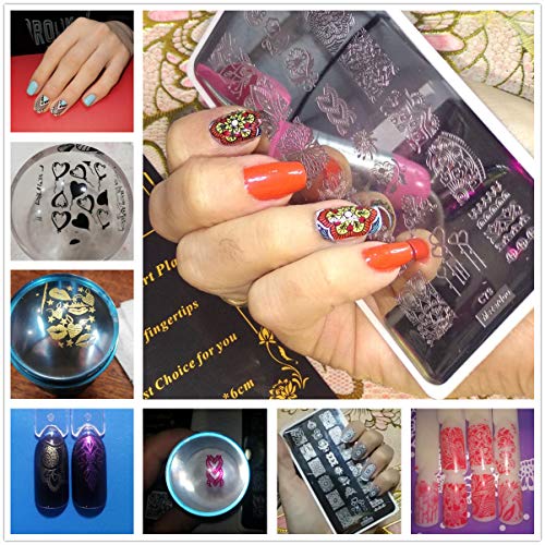 5Pcs Love Heart Flowers Nail Art Stamp Template Valentine Nail Art Stamping Plate Geometric Pattern Manicure Image Plates Festival New Year Nails Stencil #TOP2